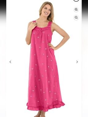 Dreams & Co  Embroidered Cotton Nightgown Lace Neckline Size 1X NEW  Cottagecore